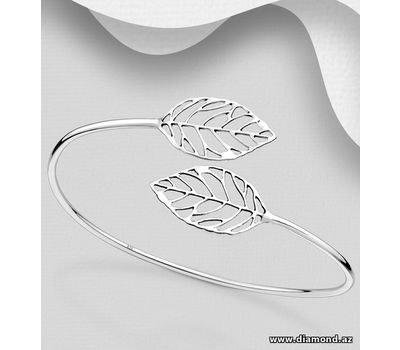 925 Sterling Silver Leaf Cuff Bracelet