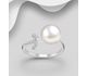 925 Sterling Silver Adjustable Ring Decorated With Freshwater Pearl and CZ Simulated Diamonds