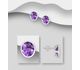 La Preciada - 925 Sterling Silver Oval Push-Back Earrings, Decorated with Amethyst