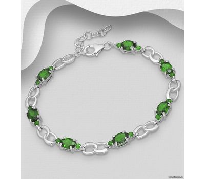 La Preciada - 925 Sterling Silver Bracelet, Decorated with Chrome Diopside