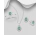 La Preciada - 925 Sterling Silver Oval Omega Lock Earrings, Ring and Pendant Jewelry Set, Decorated with Gemstones and CZ Simulated Diamonds
