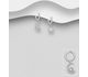 925 Sterling Silver Moon and Sun Push-Back Earrings, Decorated with CZ Simulated Diamonds
