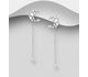 925 Sterling Silver Moon and Star Jacket Earrings, Decorated with Simulated Pearls and CZ Simulated Diamonds