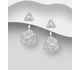 925 Sterling Silver Flower Jacket Earrings, Decorated with CZ Simulated Diamonds