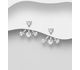 925 Sterling Silver Heart Jacket Earrings, Decorated with CZ Simulated Diamonds