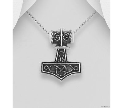 925 Sterling Silver Oxidized Anchor, Celtic and Coil Pendant