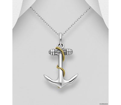 gogo - 925 Sterling Silver and Brass Anchor Pendant