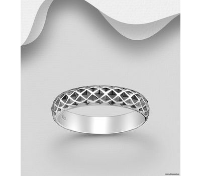 925 Sterling Silver Oxidized Band Ring, 4 mm Wide