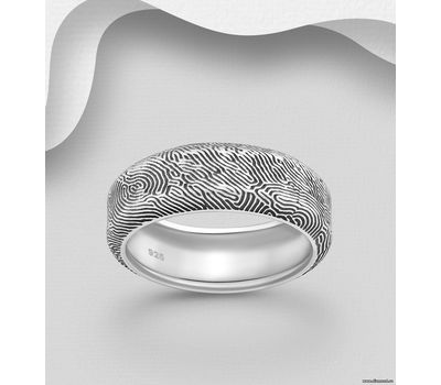 925 Sterling Silver Oxidized Band Ring, 7 mm wide