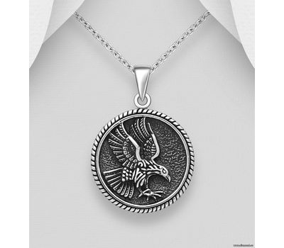 925 Sterling Silver Oxidized Eagle Pendant