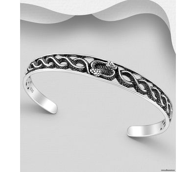 925 Sterling Silver Oxidized Snake Cuff