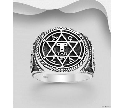 925 Sterling Silver Oxidized Star of David Ring
