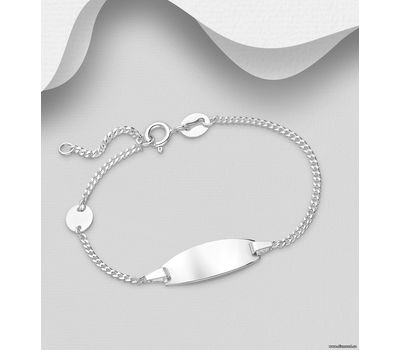 925 Sterling Silver Engravable Tag Bracelet