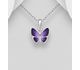 925 Sterling Silver Butterfly Pendant Decorated With Colored Enamel
