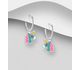 925 Sterling Silver Unicorn Hoop Earrings, Decorated with Colored Enamel