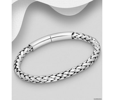 925 Sterling Silver Oxidized Weave Bracelet