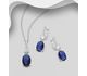 925 Sterling Silver Omega Lock Earrings and Pendant Jewelry Set, Decorated with CZ Simulated Diamonds