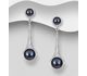 925 Sterling Silver Push-Back Earrings, Decorated with Freshwater Pearls and CZ Simulated Diamonds