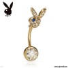 PLAYBOY Superb Brand New Body Ring With Genuine Crystals Beautifully Designed in Yellow Base meta